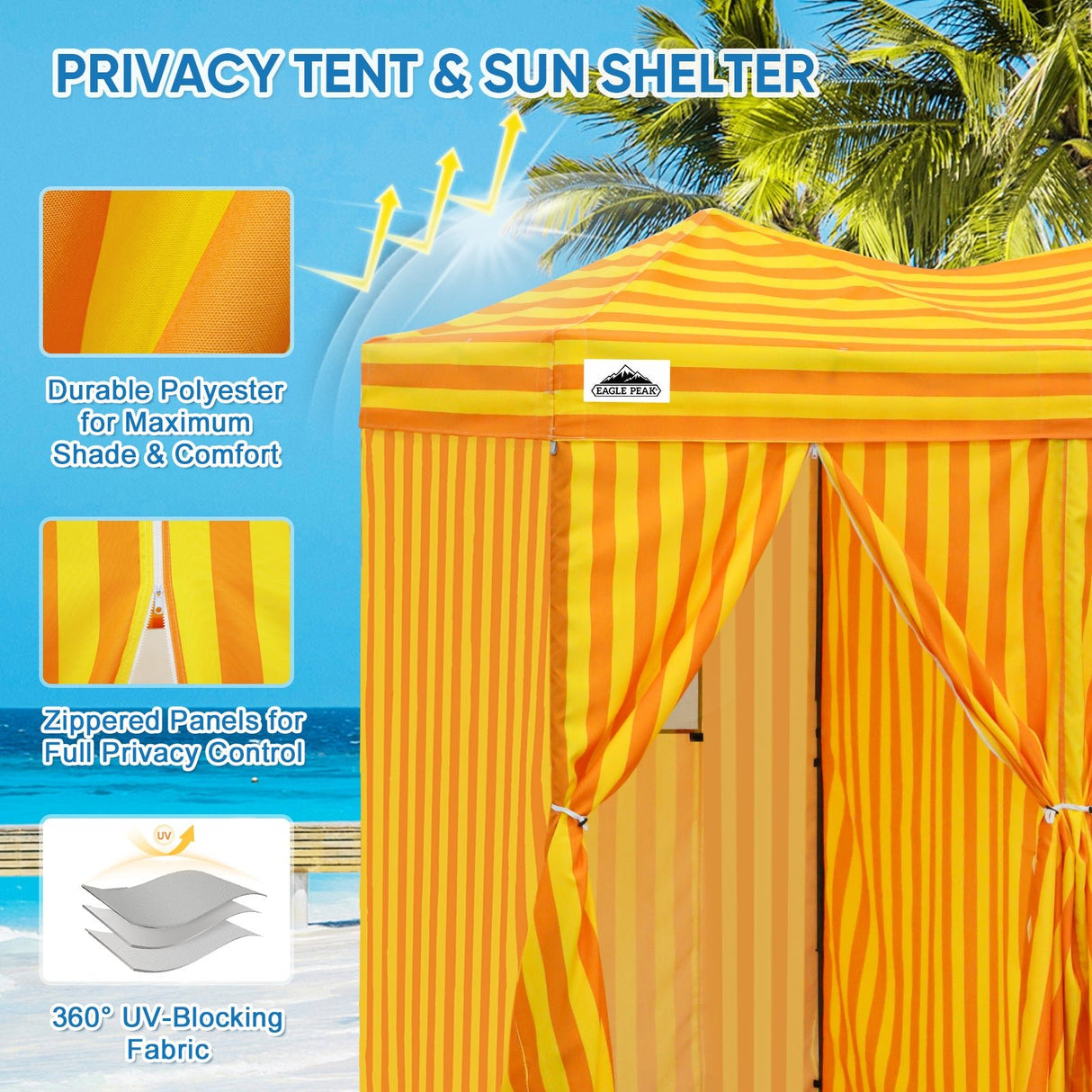 8x4 Outdoor Changing Room, 2 Room Pop Up Portable Changing Room - Eagle Peak Custom Canopy Tent
