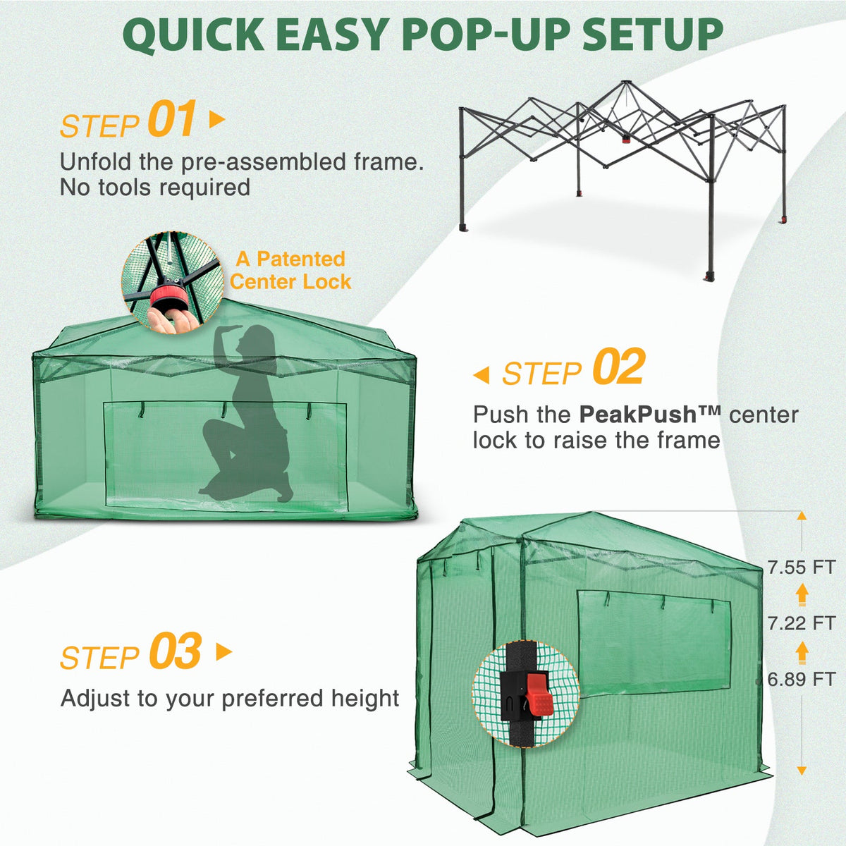 8x6 Easy Setup Pop Up Greenhouse - Eagle Peak®