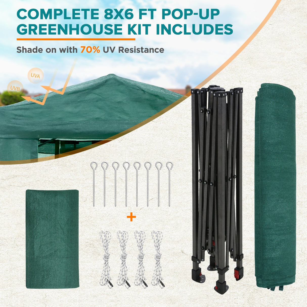 8x6 Walk in Shade Cloth Cover Greenhouse Gable Roof Gardening Green House with Mesh Cove - Eagle Peak Custom Canopy Tent