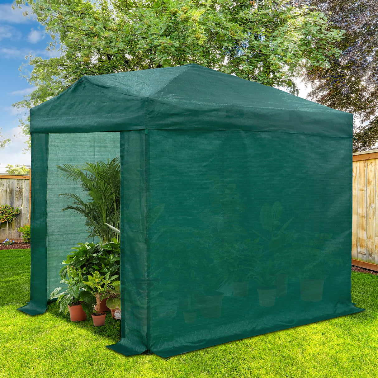 8x6 Walk in Shade Cloth Cover Greenhouse Gable Roof Gardening Green House with Mesh Cove - Eagle Peak Custom Canopy Tent