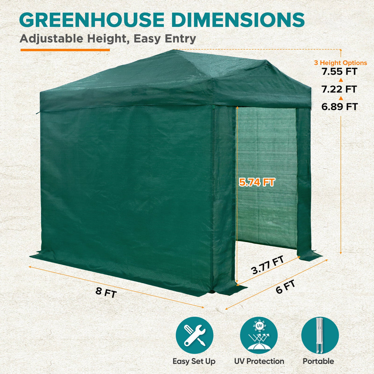 8x6 Walk in Shade Cloth Cover Greenhouse Gable Roof Gardening Green House with Mesh Cove - Eagle Peak Custom Canopy Tent