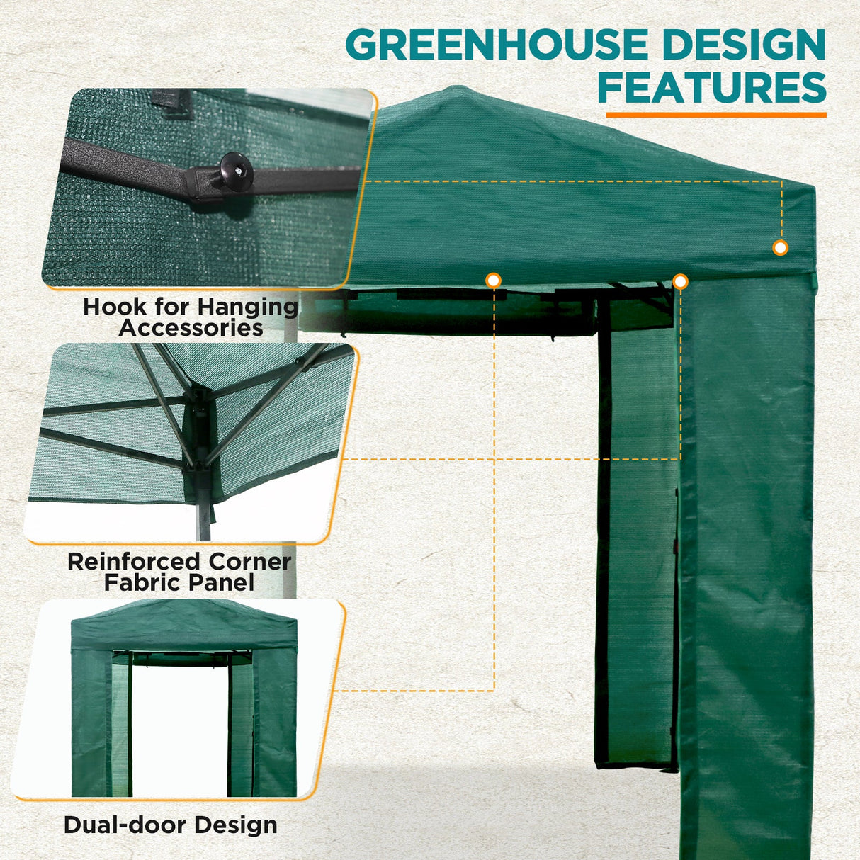 8x6 Walk in Shade Cloth Cover Greenhouse Gable Roof Gardening Green House with Mesh Cove - Eagle Peak Custom Canopy Tent