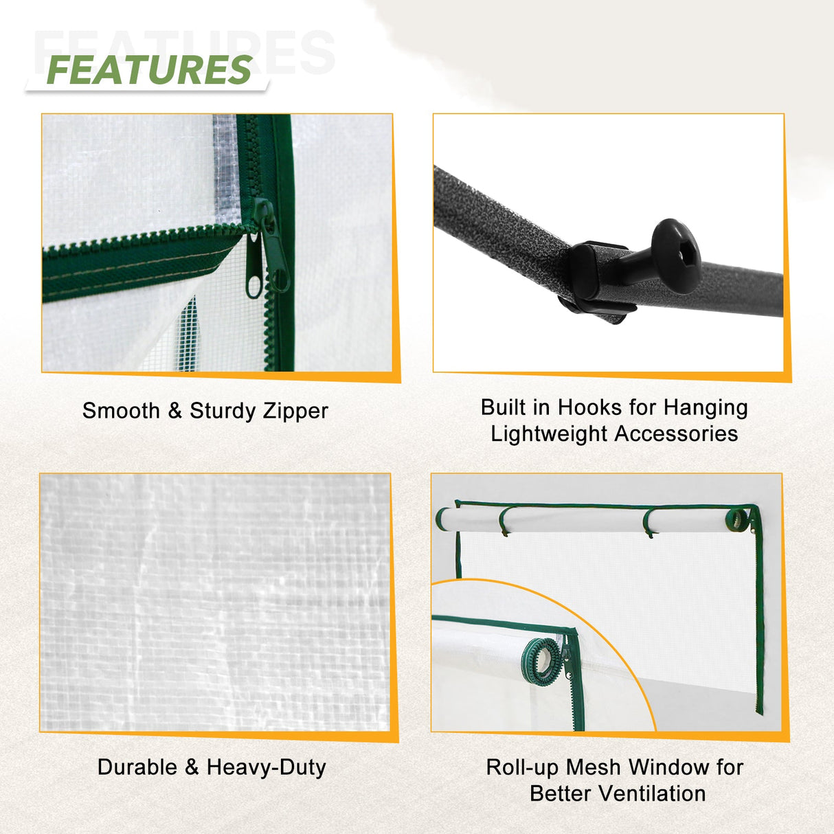 8x6/12x8 Portable Walk - in Greenhouse, Woven PE Top, White - Eagle Peak Custom Canopy Tent