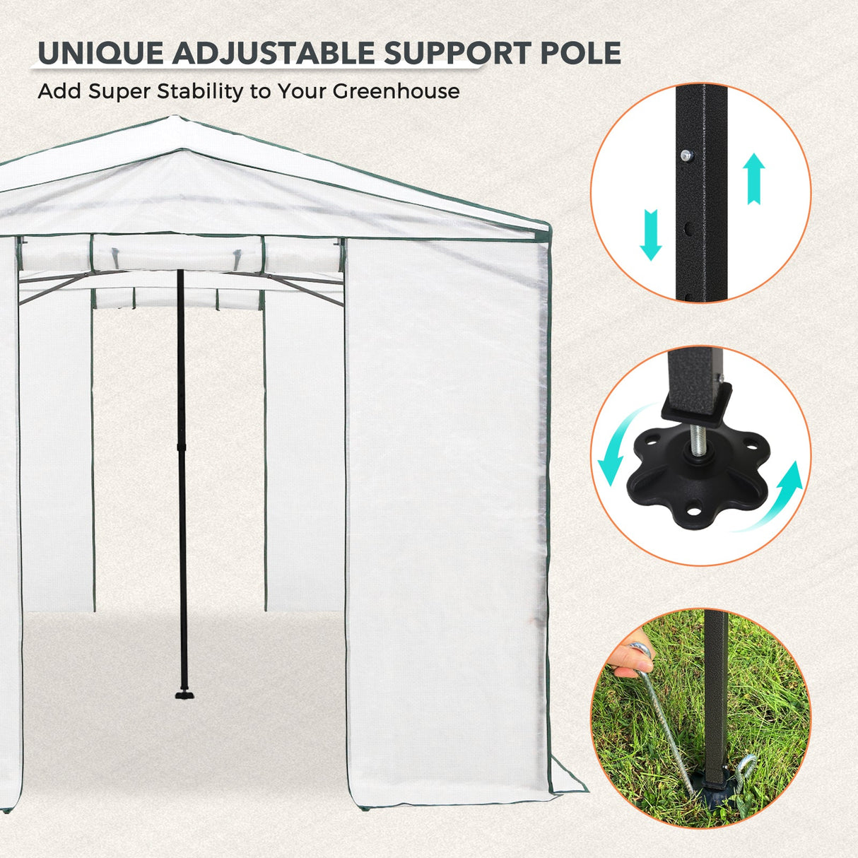 8x6/12x8 Portable Walk - in Greenhouse, Woven PE Top, White - Eagle Peak Custom Canopy Tent