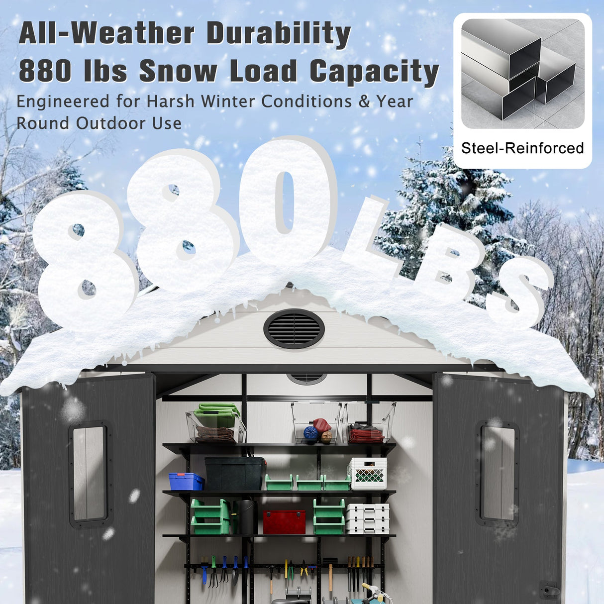 8x6/8x8 Resin Outdoor Storage Shed,Weatherproof Garden Shed - Eagle Peak Custom Canopy Tent