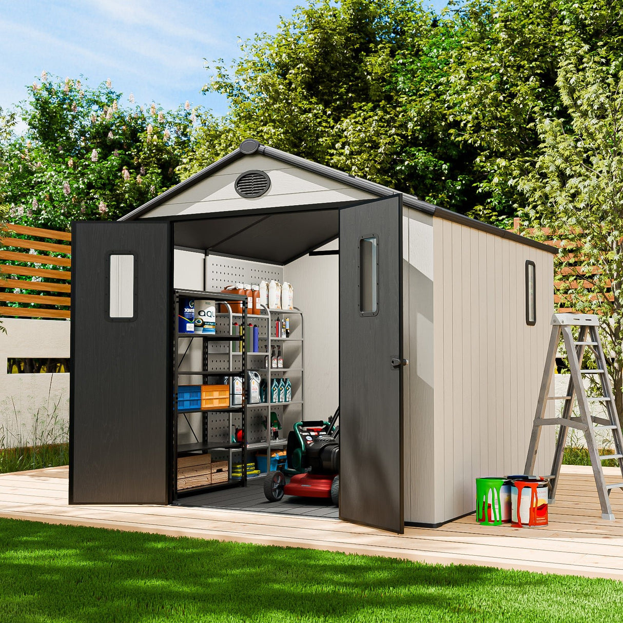 8x6/8x8 Resin Outdoor Storage Shed,Weatherproof Garden Shed - Eagle Peak Custom Canopy Tent