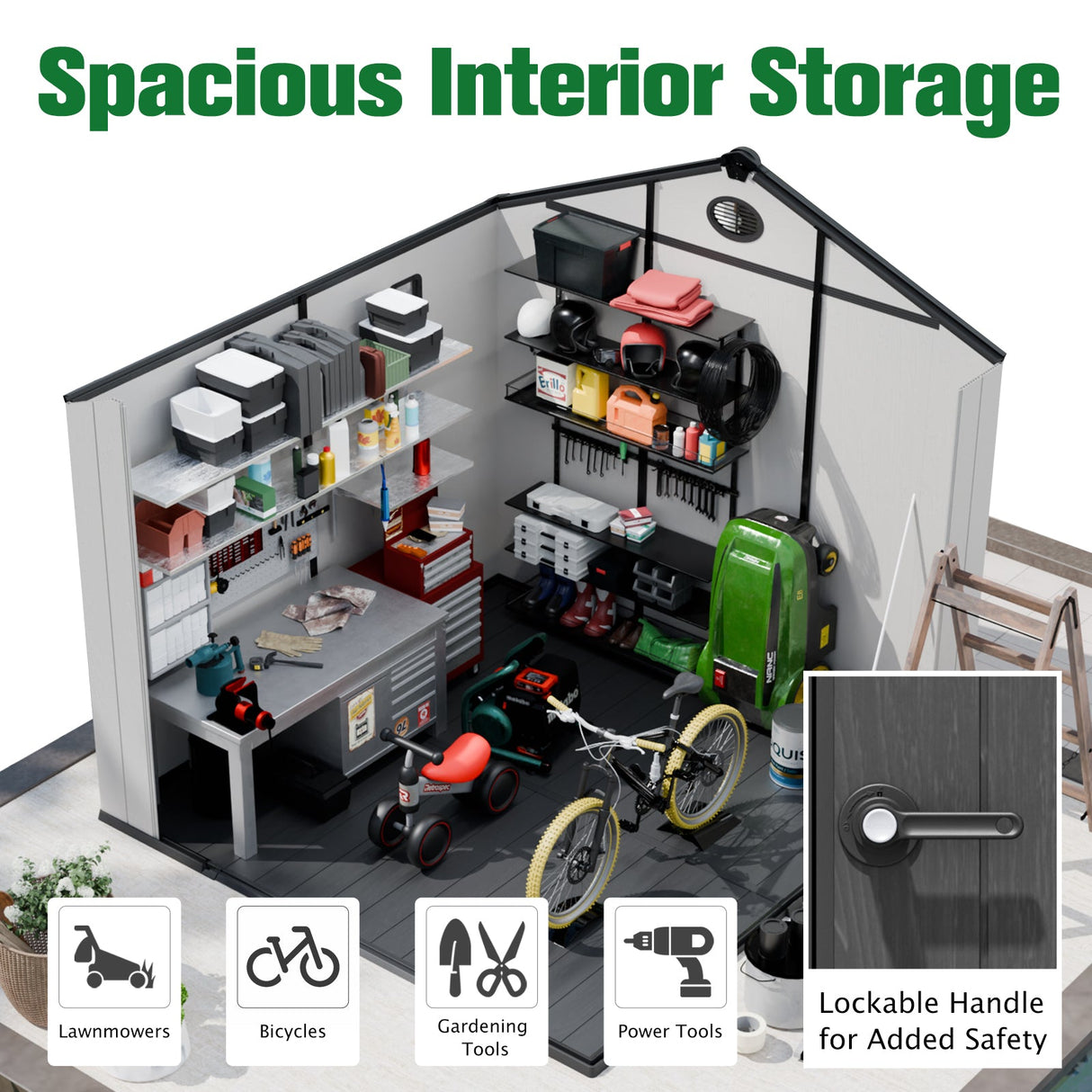 8x6/8x8 Resin Outdoor Storage Shed,Weatherproof Garden Shed - Eagle Peak Custom Canopy Tent