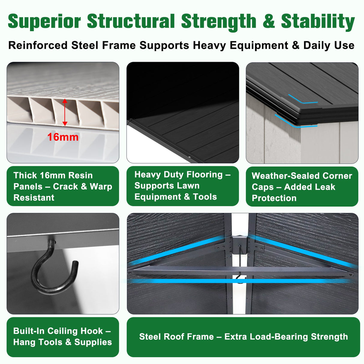 8x6/8x8 Resin Outdoor Storage Shed,Weatherproof Garden Shed - Eagle Peak Custom Canopy Tent