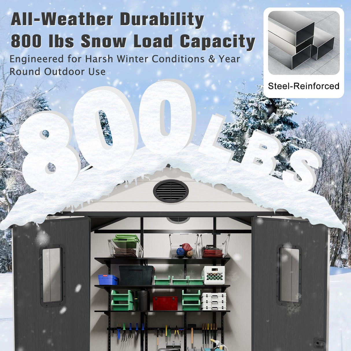 8x6/8x8 Resin Outdoor Storage Shed,Weatherproof Garden Shed - Eagle Peak Custom Canopy Tent