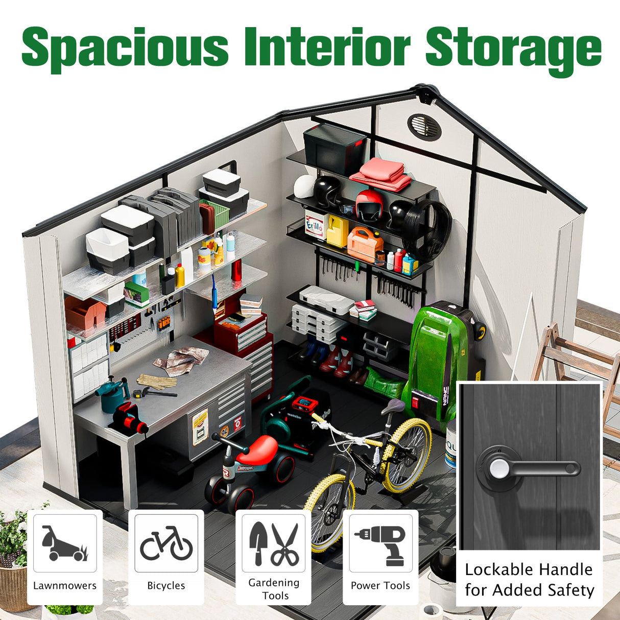 8x6/8x8 Resin Outdoor Storage Shed,Weatherproof Garden Shed - Eagle Peak Custom Canopy Tent