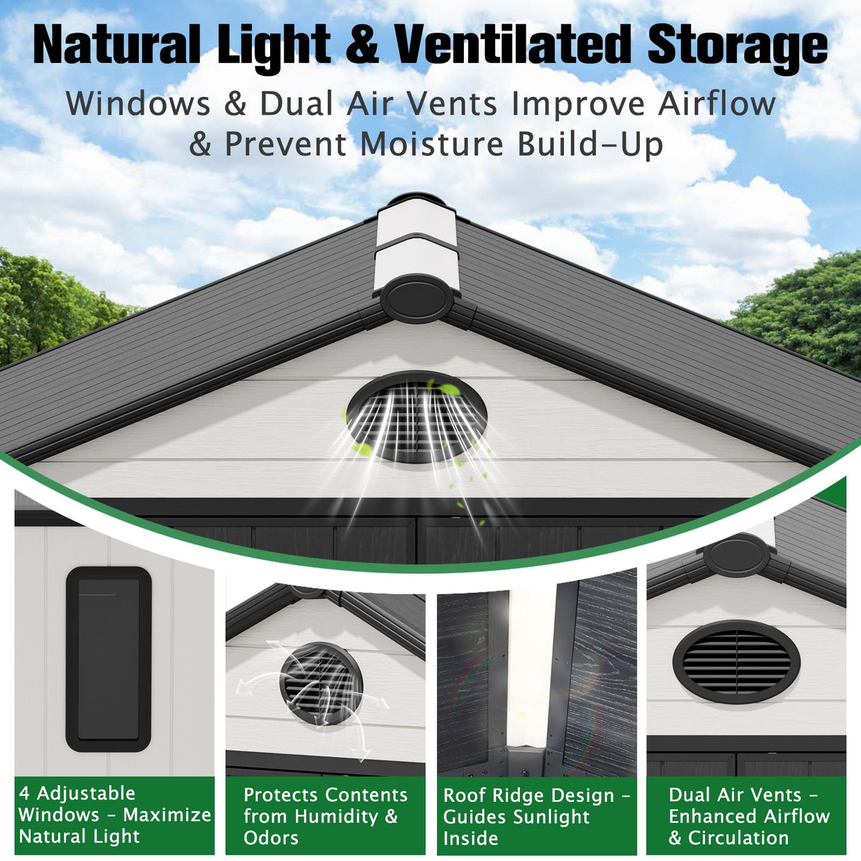 8x6/8x8 Resin Outdoor Storage Shed,Weatherproof Garden Shed - Eagle Peak Custom Canopy Tent