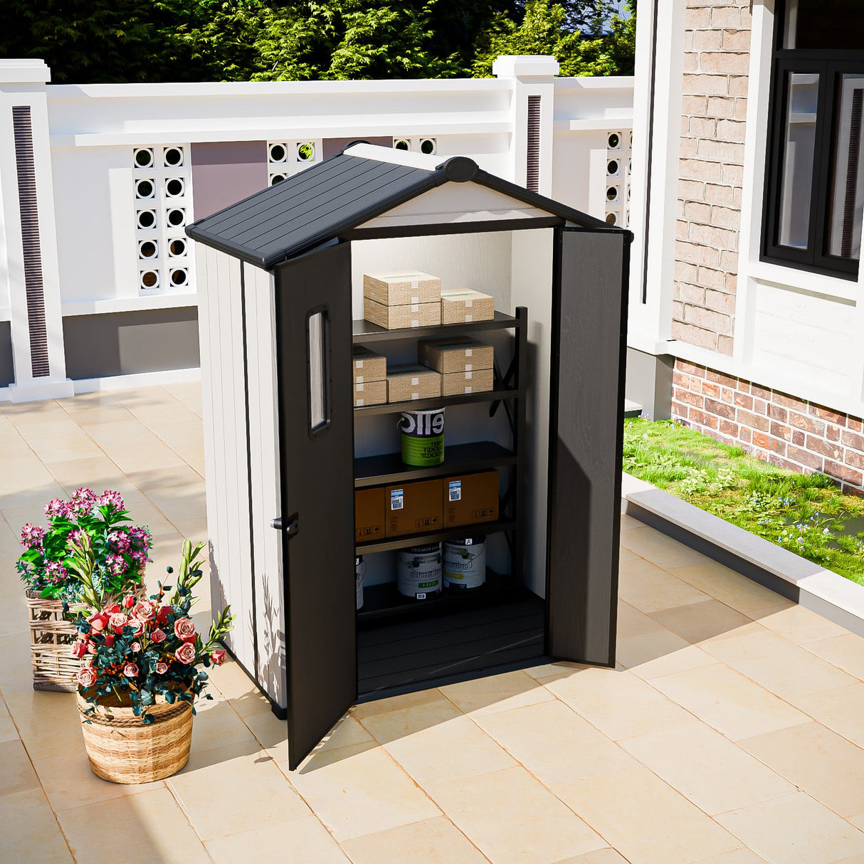 8x6/8x8/5x3/6x4 Resin Outdoor Storage Shed,Weatherproof Garden Shed - Eagle Peak