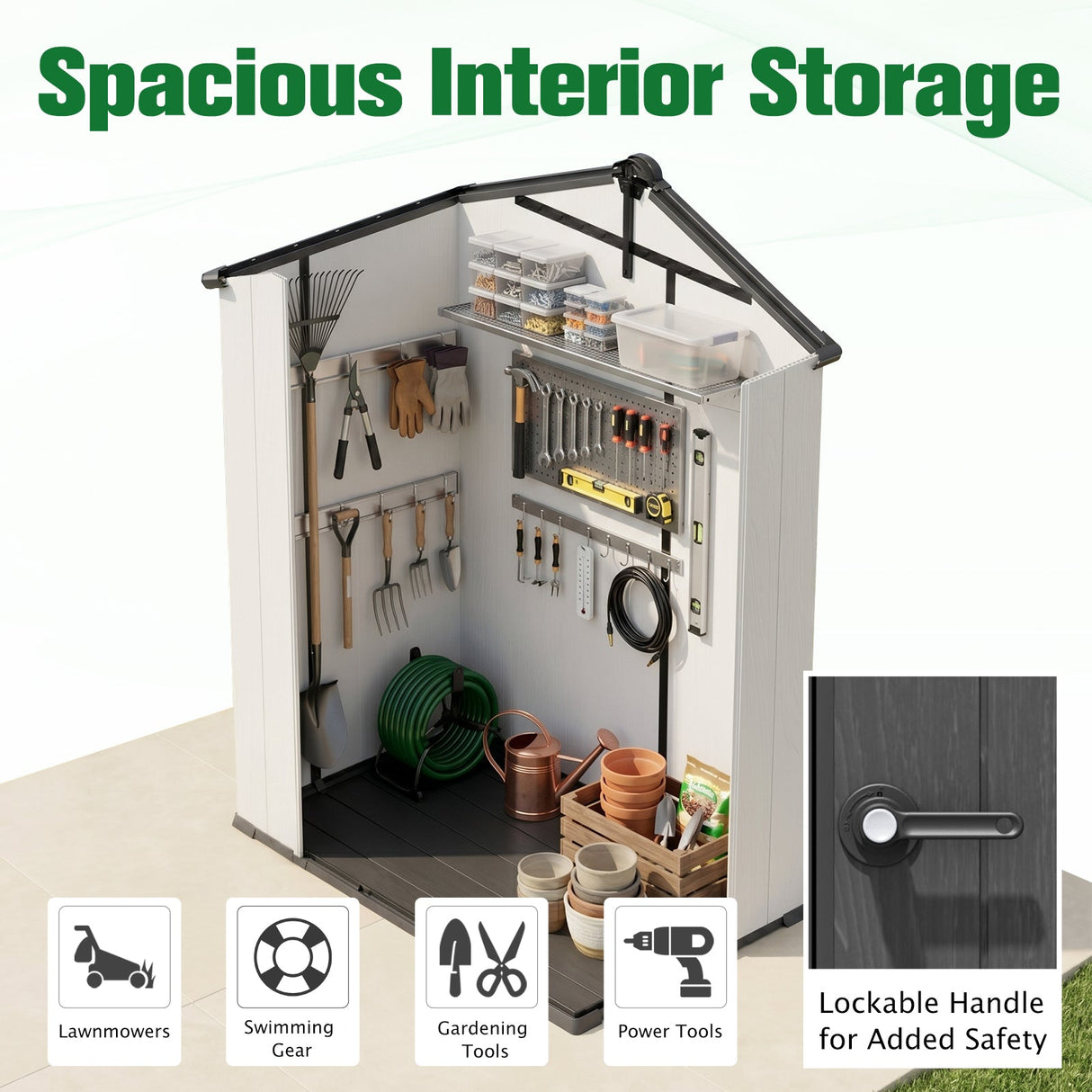 8x6/8x8/5x3/6x4 Resin Outdoor Storage Shed,Weatherproof Garden Shed - Eagle Peak