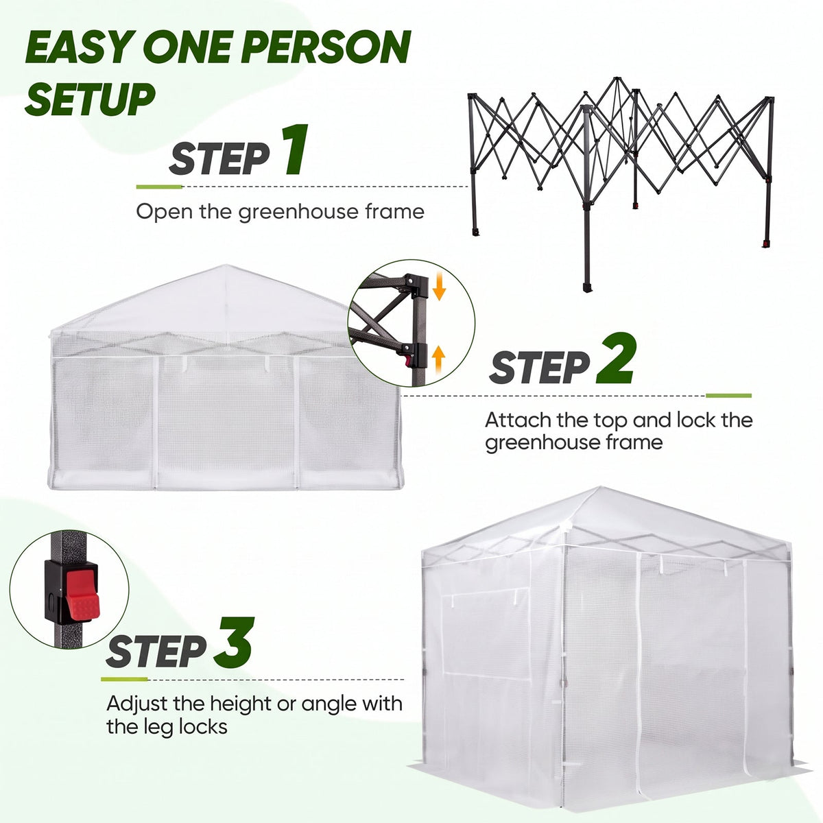 8x8 Easy Setup Pop Up Greenhouse - Eagle Peak®