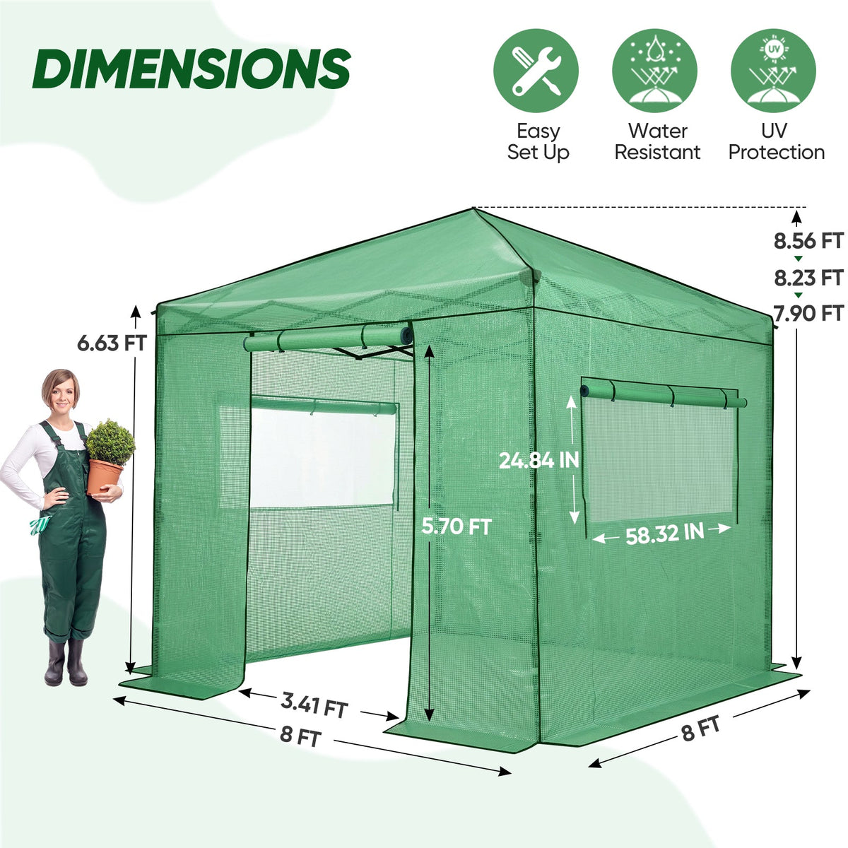 8x8 Easy Setup Pop Up Greenhouse - Eagle Peak®