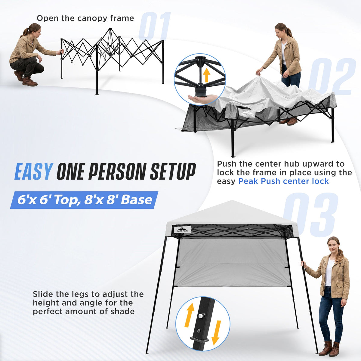 8X8 Pop Up Canopy Tent, Compact Backpack Canopy - Eagle Peak®