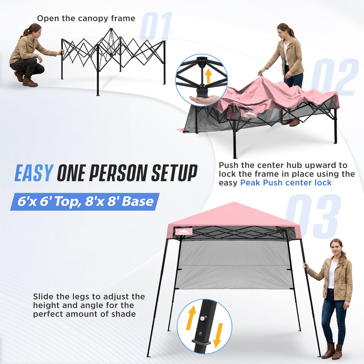 8X8 Pop Up Canopy Tent, Compact Backpack Canopy - Eagle Peak®