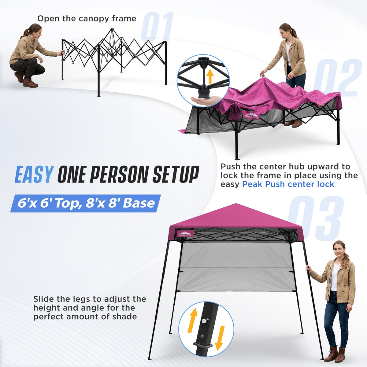 8X8 Pop Up Canopy Tent, Compact Backpack Canopy - Eagle Peak®