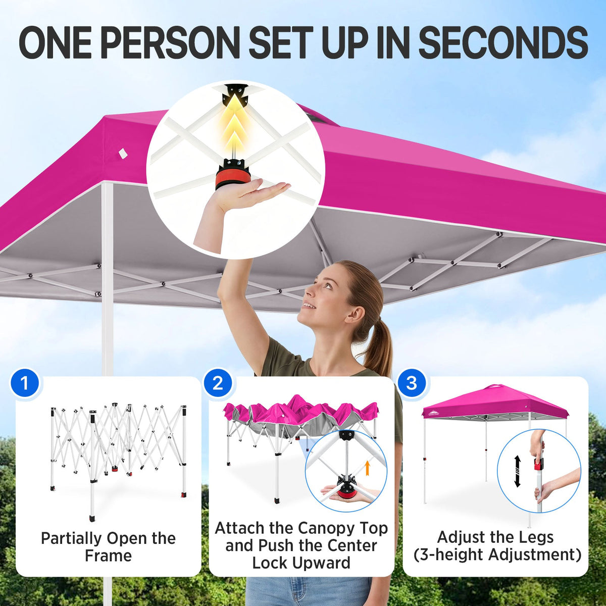 8x8 Pop Up Canopy Tent Easy Up Canopy Outdoor - Eagle Peak®