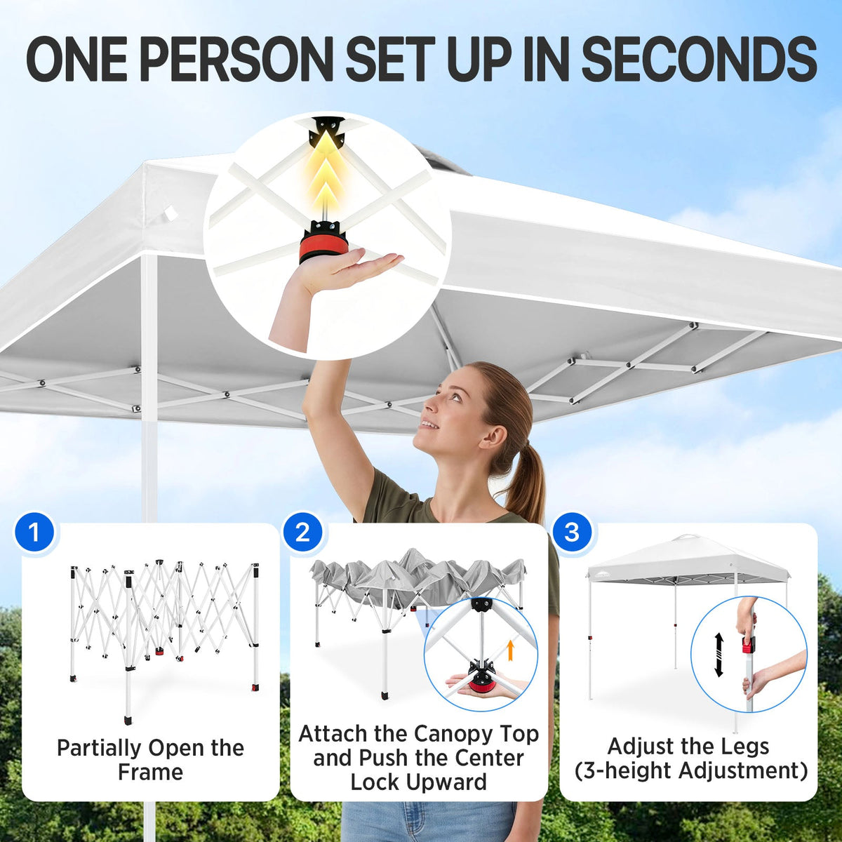 8x8 Pop Up Canopy Tent Easy Up Canopy Outdoor - Eagle Peak®
