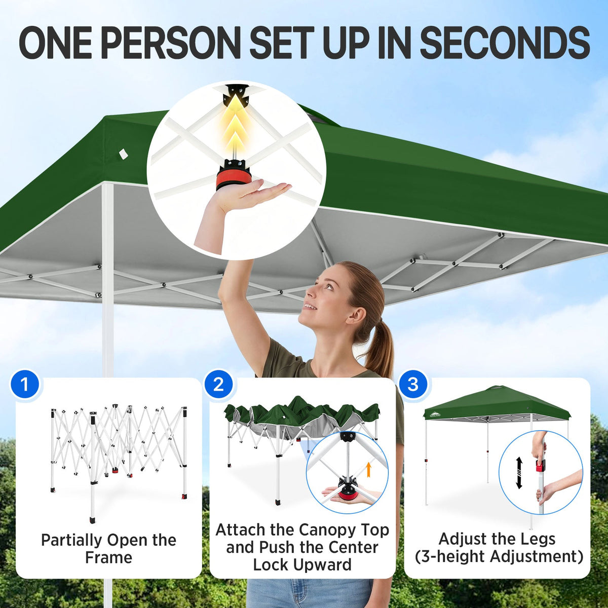 8x8 Pop Up Canopy Tent Easy Up Canopy Outdoor - Eagle Peak®
