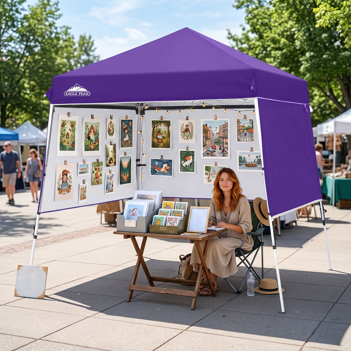 8x8 Pop Up Canopy Tent with 3 Half Walls, Compact - Eagle Peak®