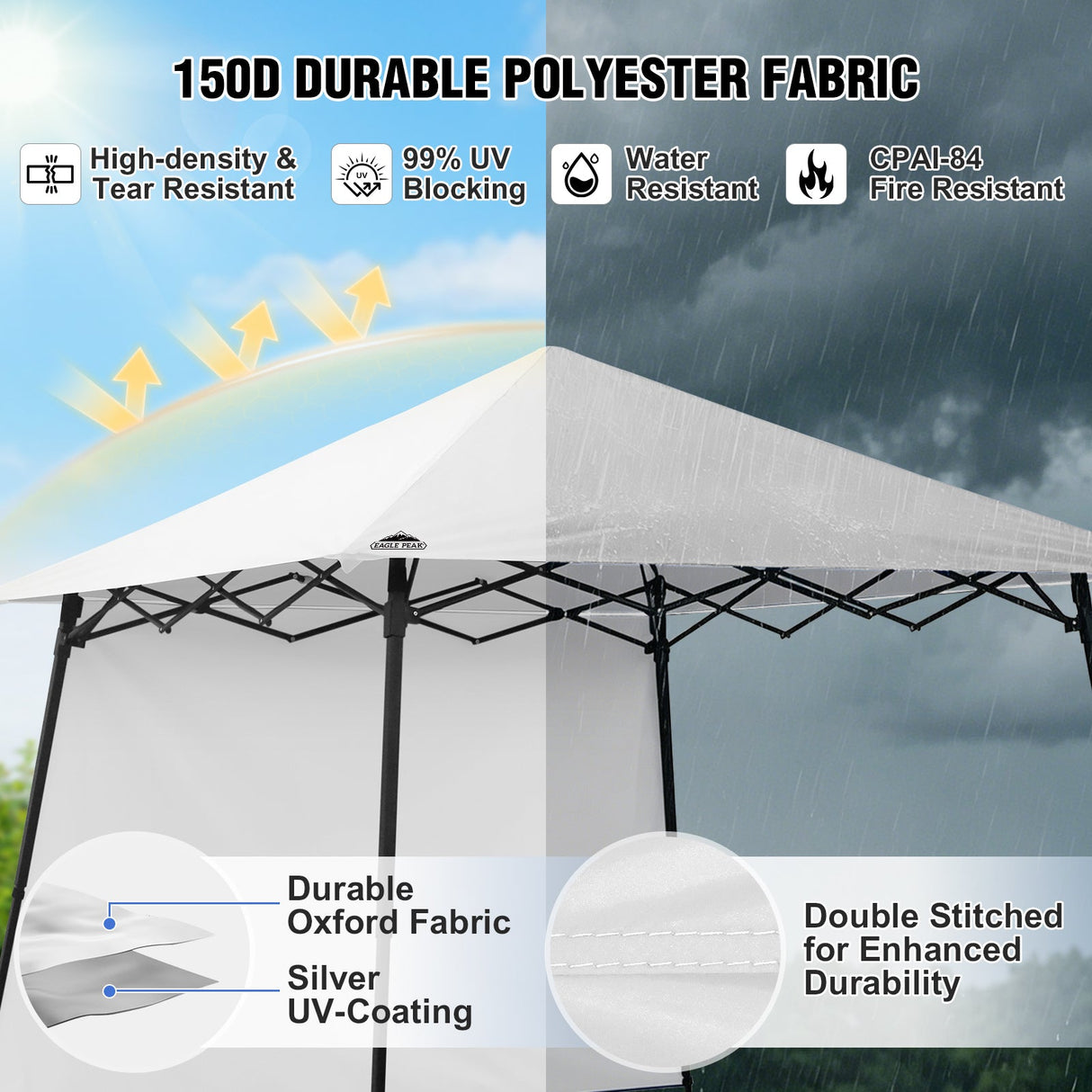 8x8 Pop Up Canopy Tent with Extended Eaves & Sidewall - Eagle Peak®