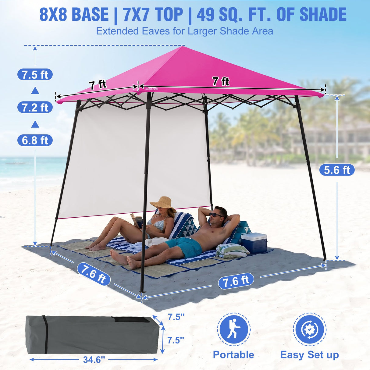 8x8 Pop Up Canopy Tent with Extended Eaves & Sidewall - Eagle Peak®