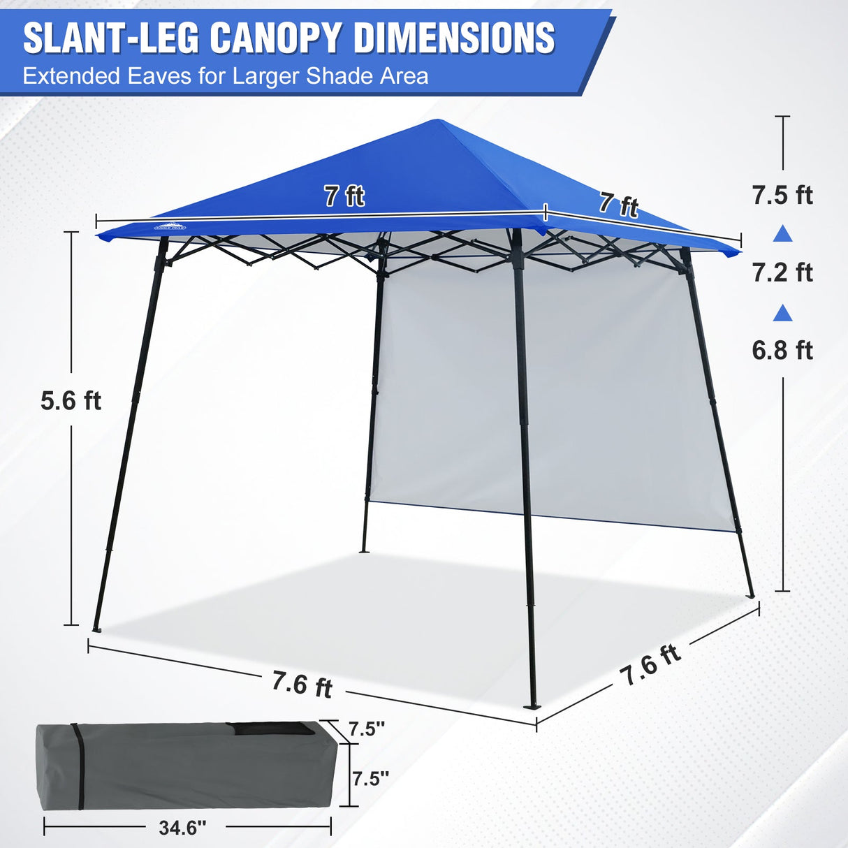 8x8 Pop Up Canopy Tent with Extended Eaves & Sidewall - Eagle Peak Custom Canopy Tent