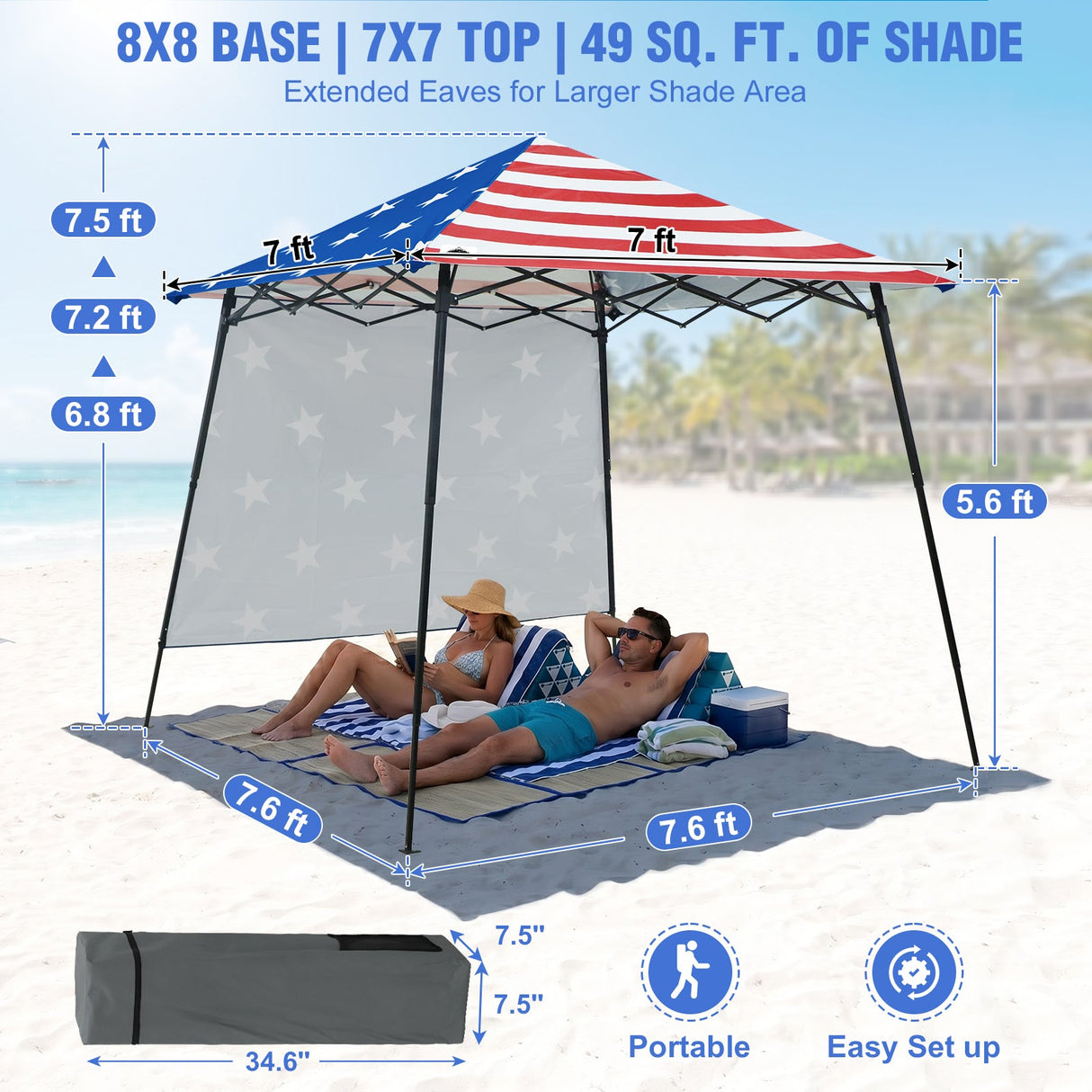 8x8 Pop Up Canopy Tent with Extended Eaves & Sidewall - Eagle Peak®
