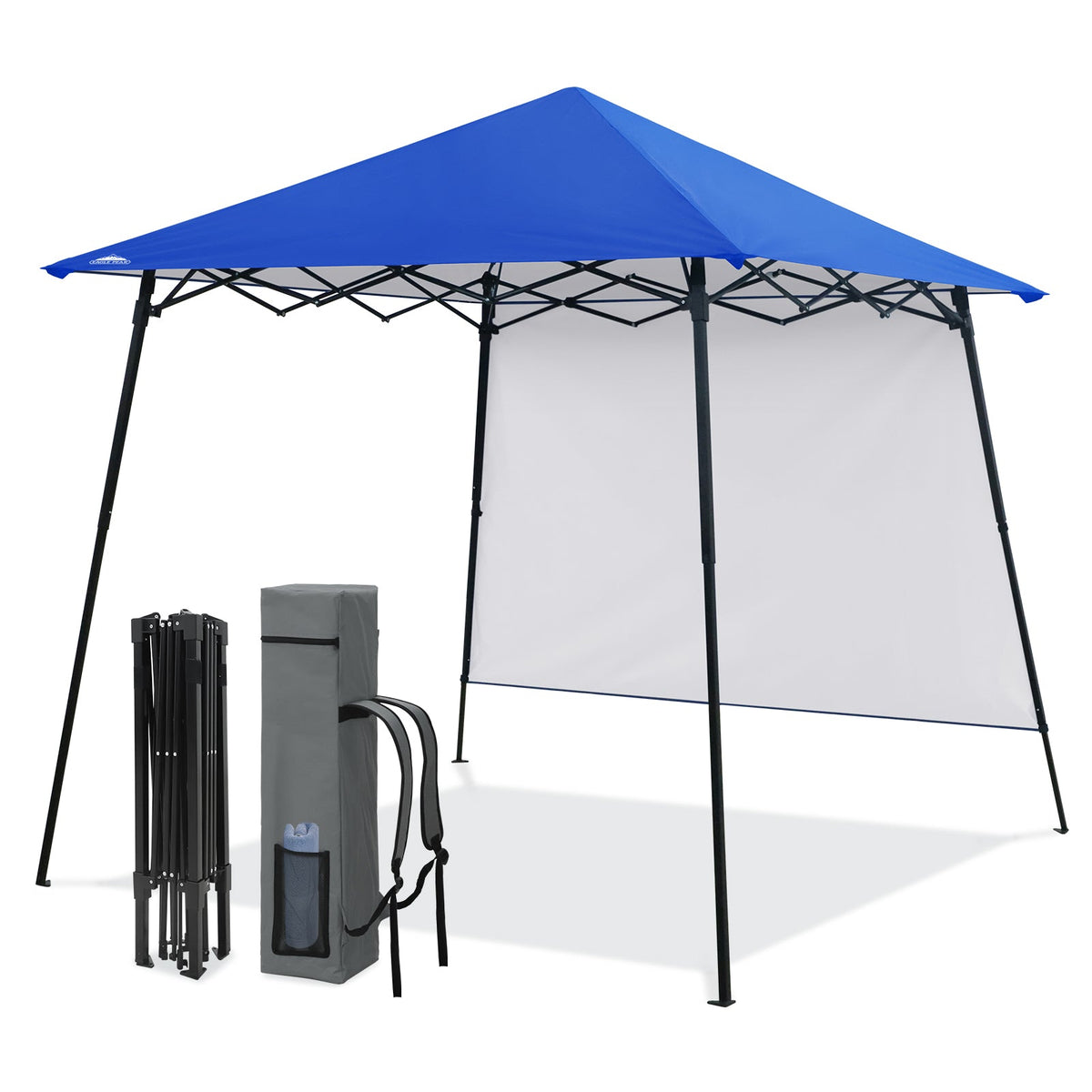 8X8 Pop Up Canopy Tent, Sidewall, Extended Eaves Blue