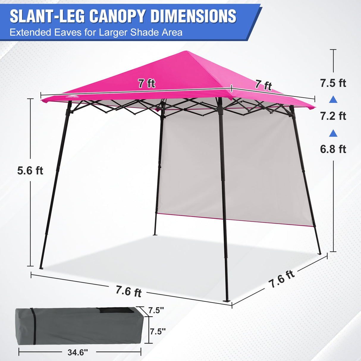8x8 Pop Up Canopy Tent with Extended Eaves & Sidewall - Eagle Peak Custom Canopy Tent