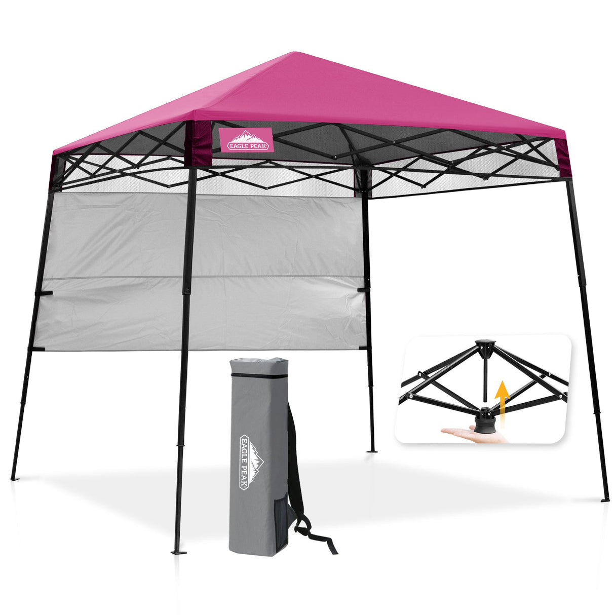 8x8 Pop Up Canopy Tent with Sidewall,8x8 Base 6x6 Top - Eagle Peak Custom Canopy Tent
