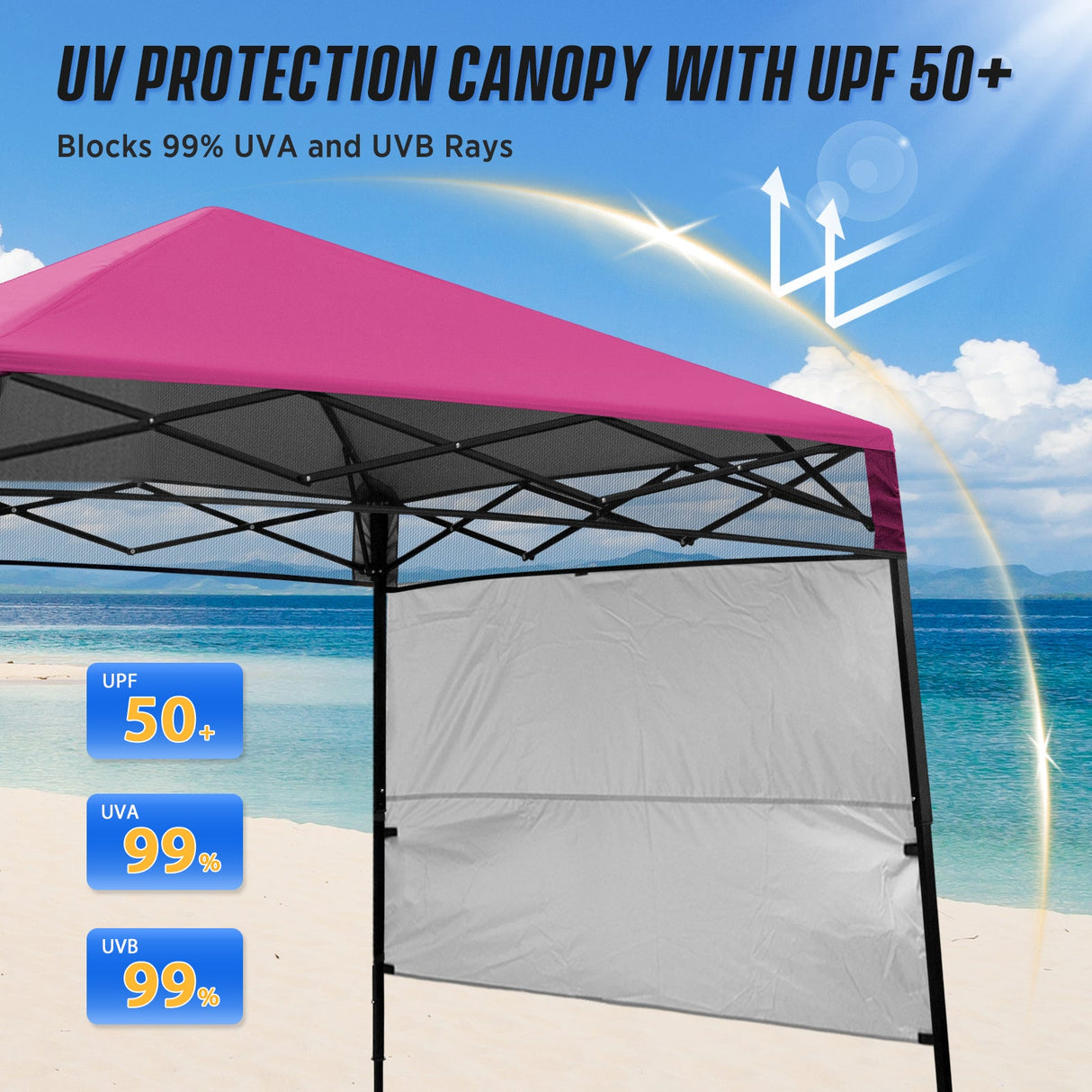 8x8 Pop Up Canopy Tent with Sidewall,8x8 Base 6x6 Top - Eagle Peak Custom Canopy Tent