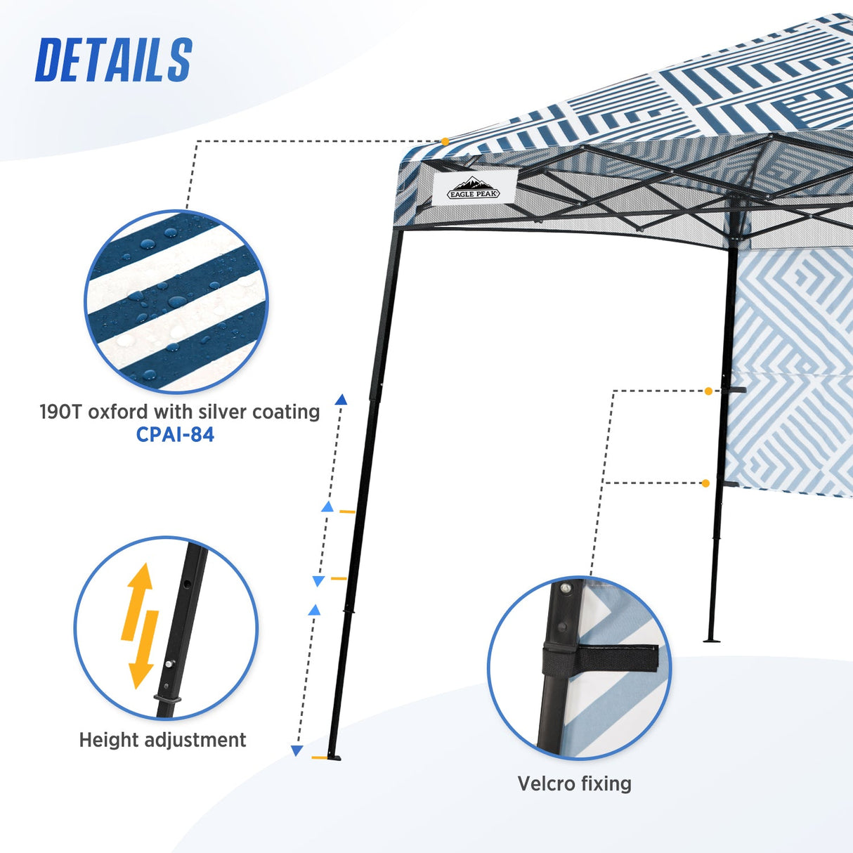 8x8 Pop Up Canopy Tent with Sidewall,8x8 Base 6x6 Top - Eagle Peak Custom Canopy Tent