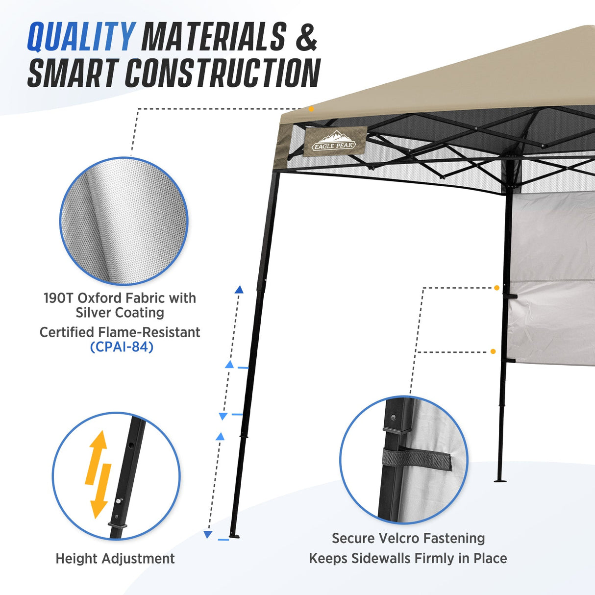 8x8 Pop Up Canopy Tent with Sidewall,8x8 Base 6x6 Top - Eagle Peak Custom Canopy Tent