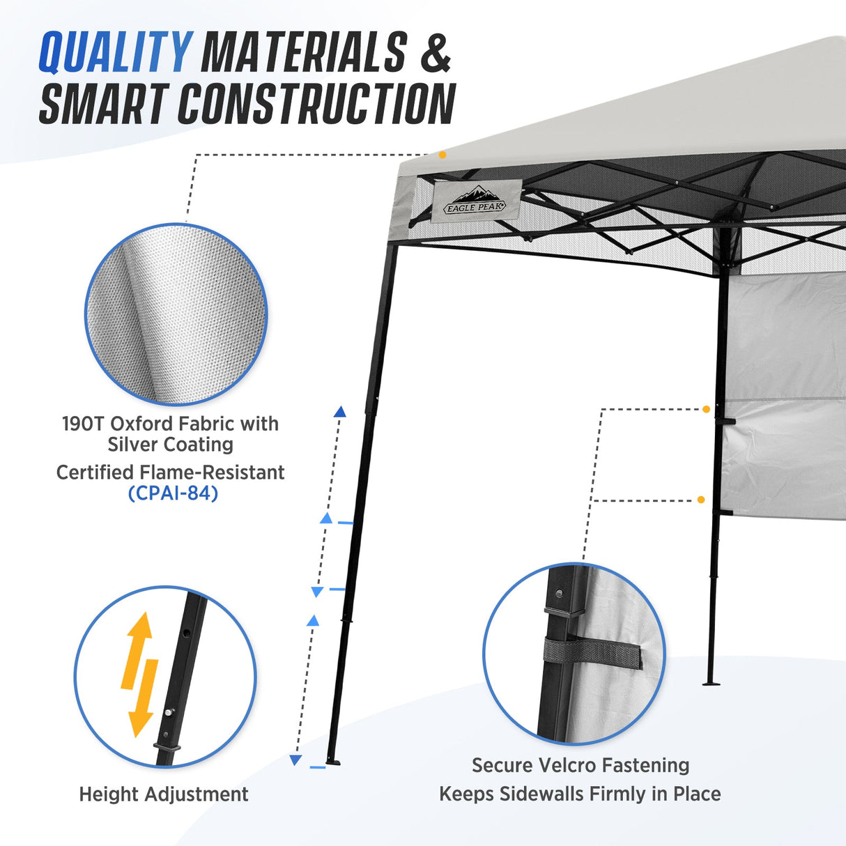 8x8 Pop Up Canopy Tent with Sidewall,8x8 Base 6x6 Top - Eagle Peak Custom Canopy Tent