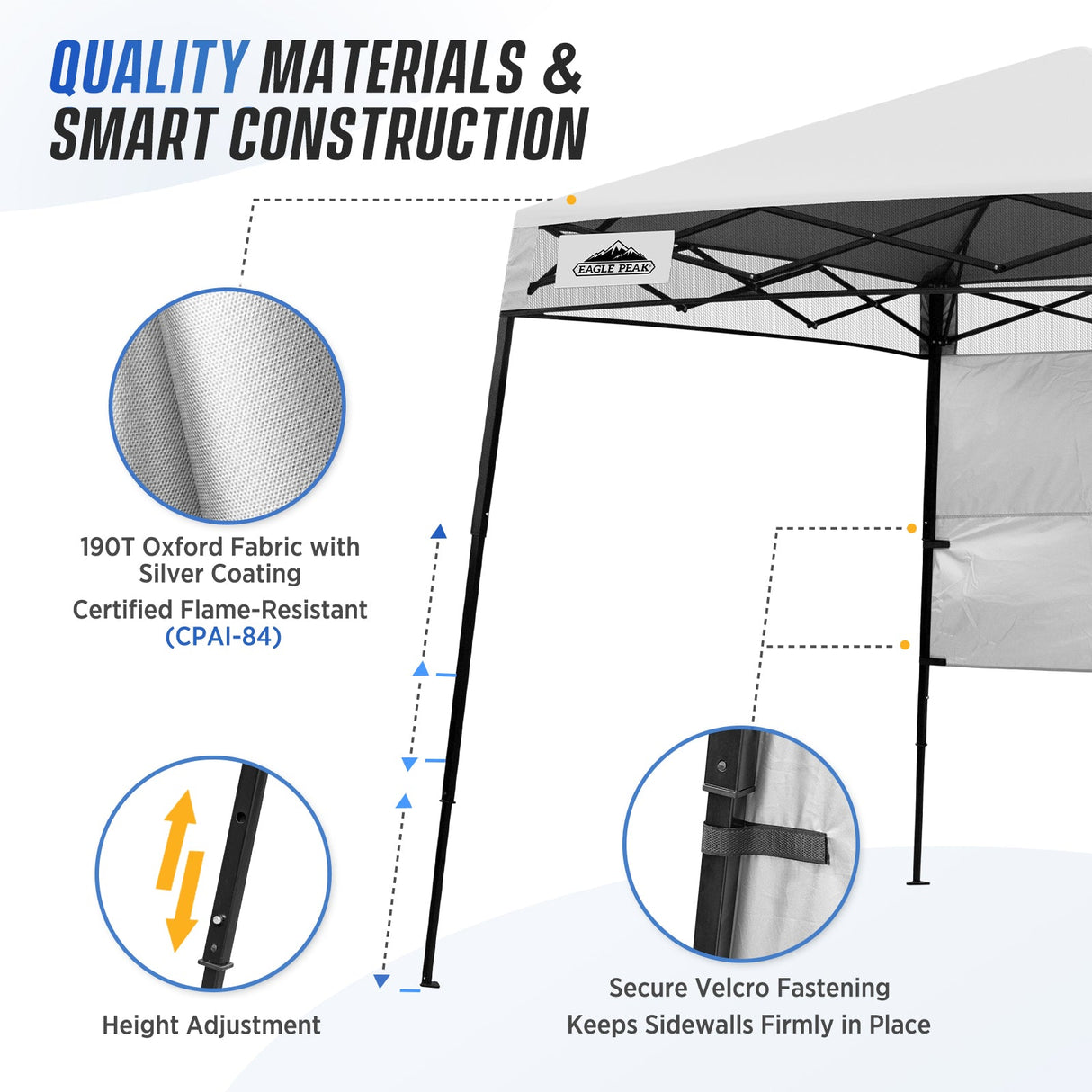 8x8 Pop Up Canopy Tent with Sidewall,8x8 Base 6x6 Top - Eagle Peak Custom Canopy Tent