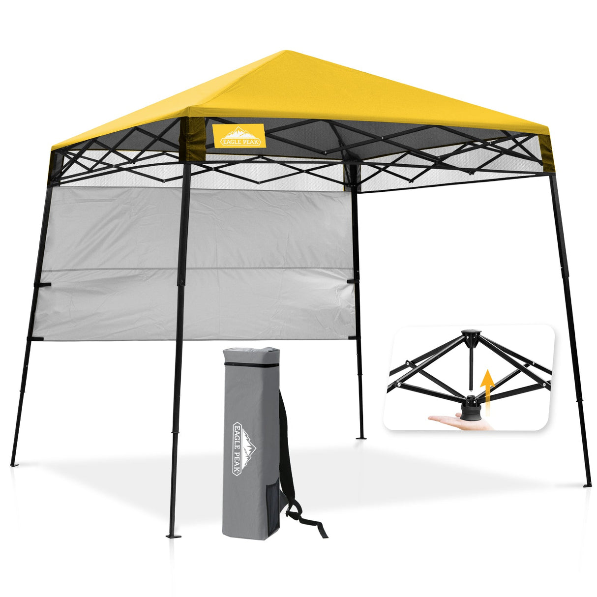 8x8 Pop Up Canopy Tent with Sidewall,8x8 Base 6x6 Top - Eagle Peak Custom Canopy Tent