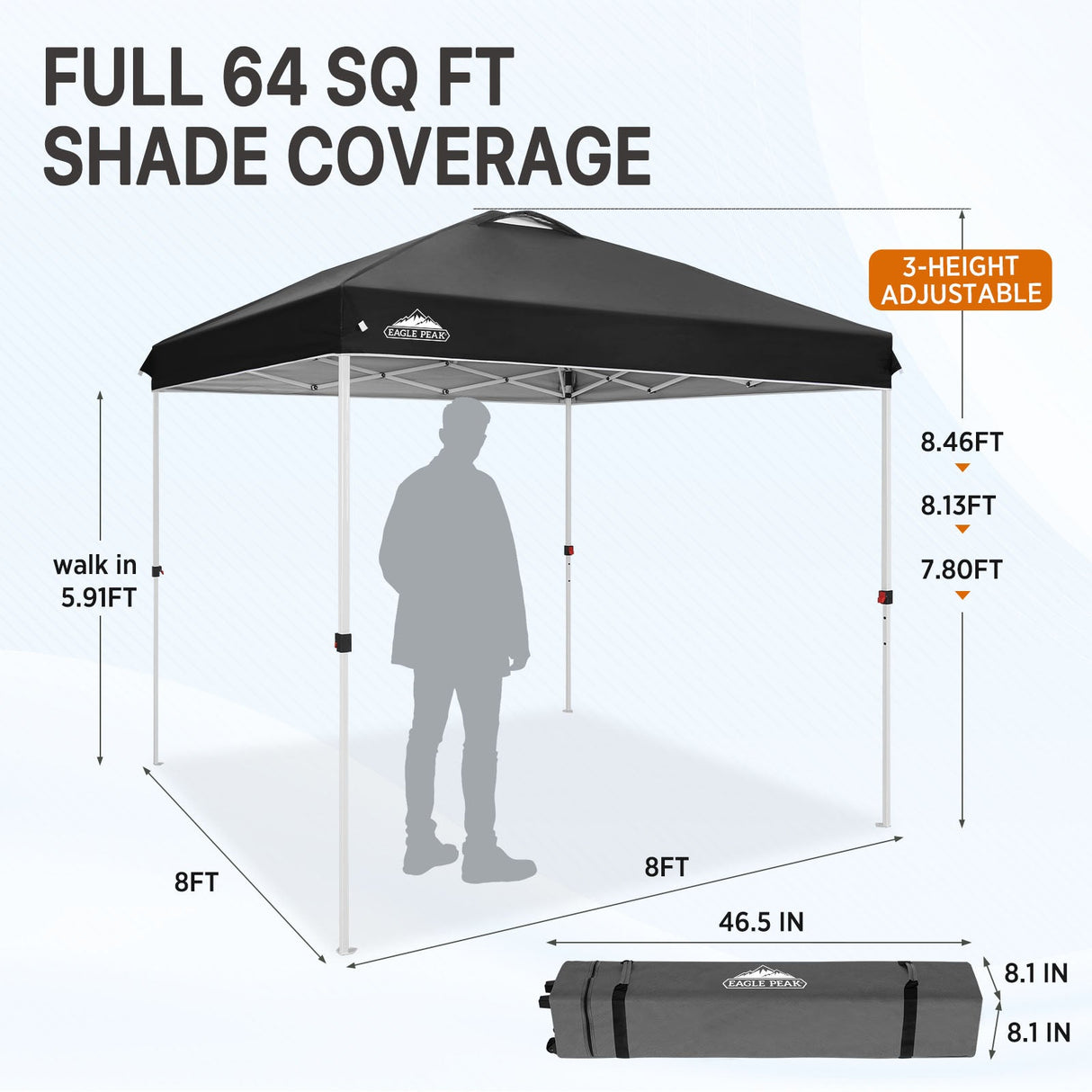 8x8 Pop Up Straight Leg Canopy - Eagle Peak