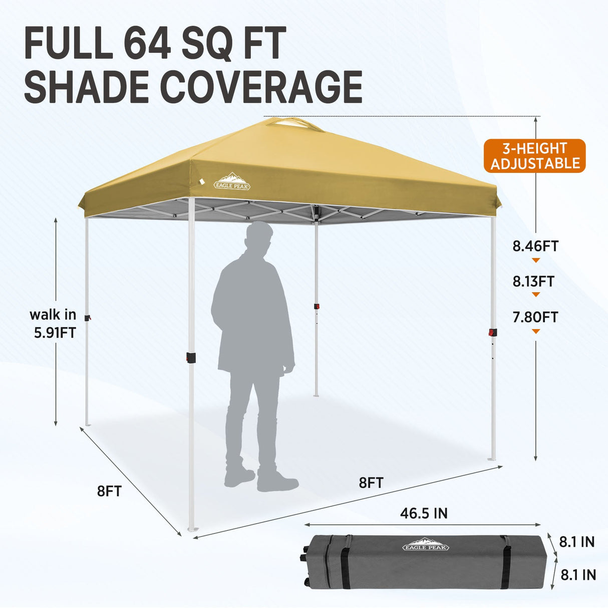 8x8 Pop Up Straight Leg Canopy - Eagle Peak