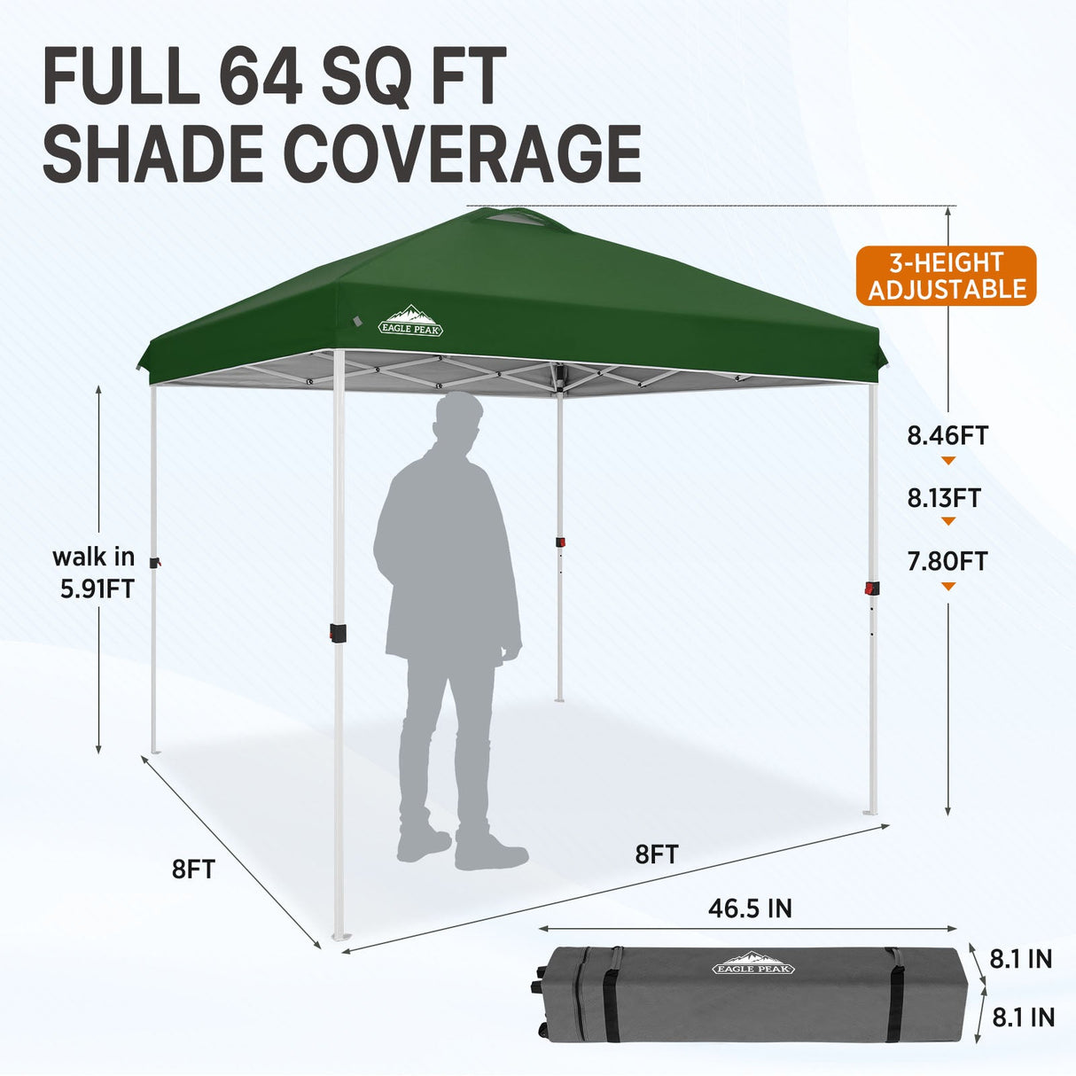 8x8 Pop Up Straight Leg Canopy - Eagle Peak