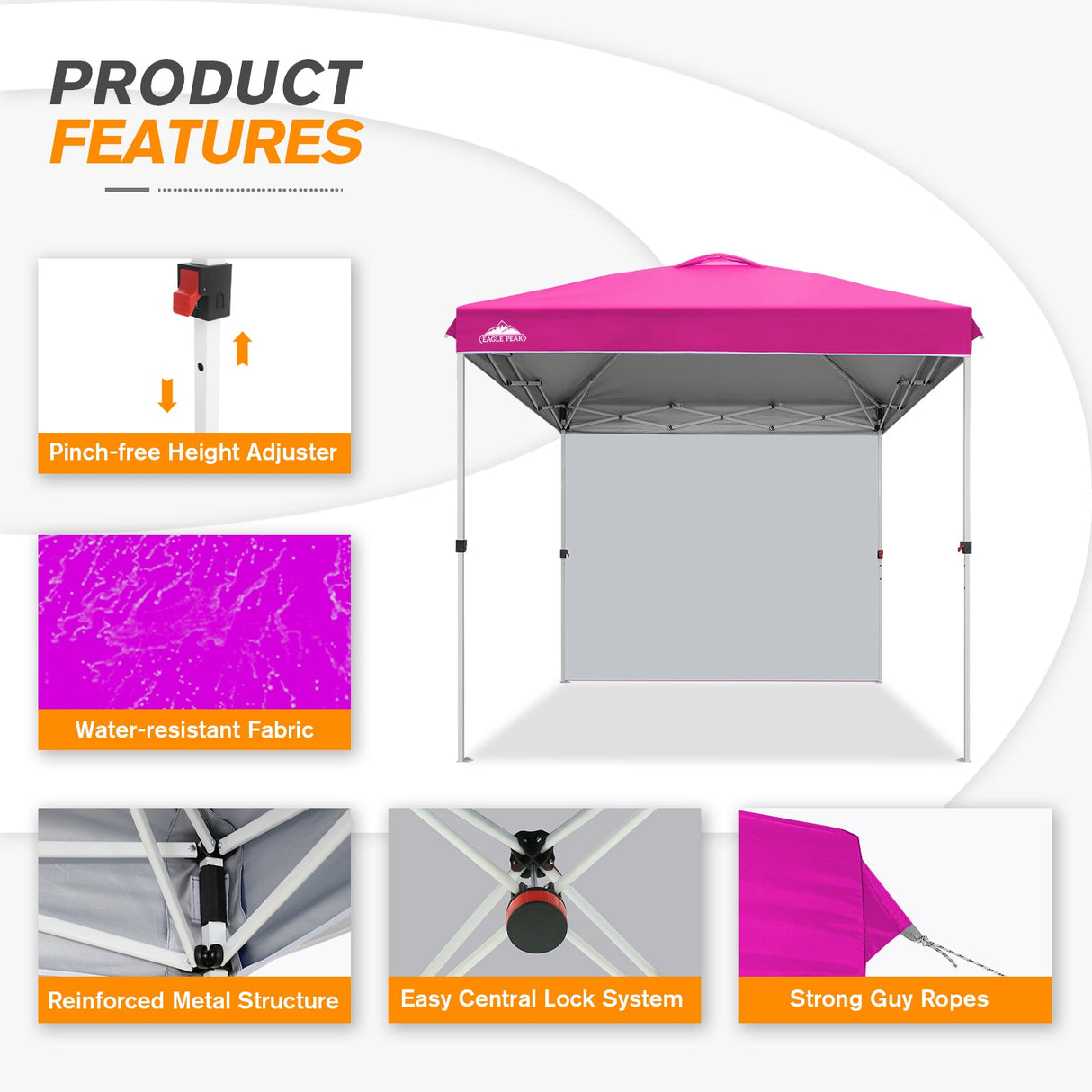 8x8 Pop Up Straight Leg Canopy with Sidewall - Eagle Peak®
