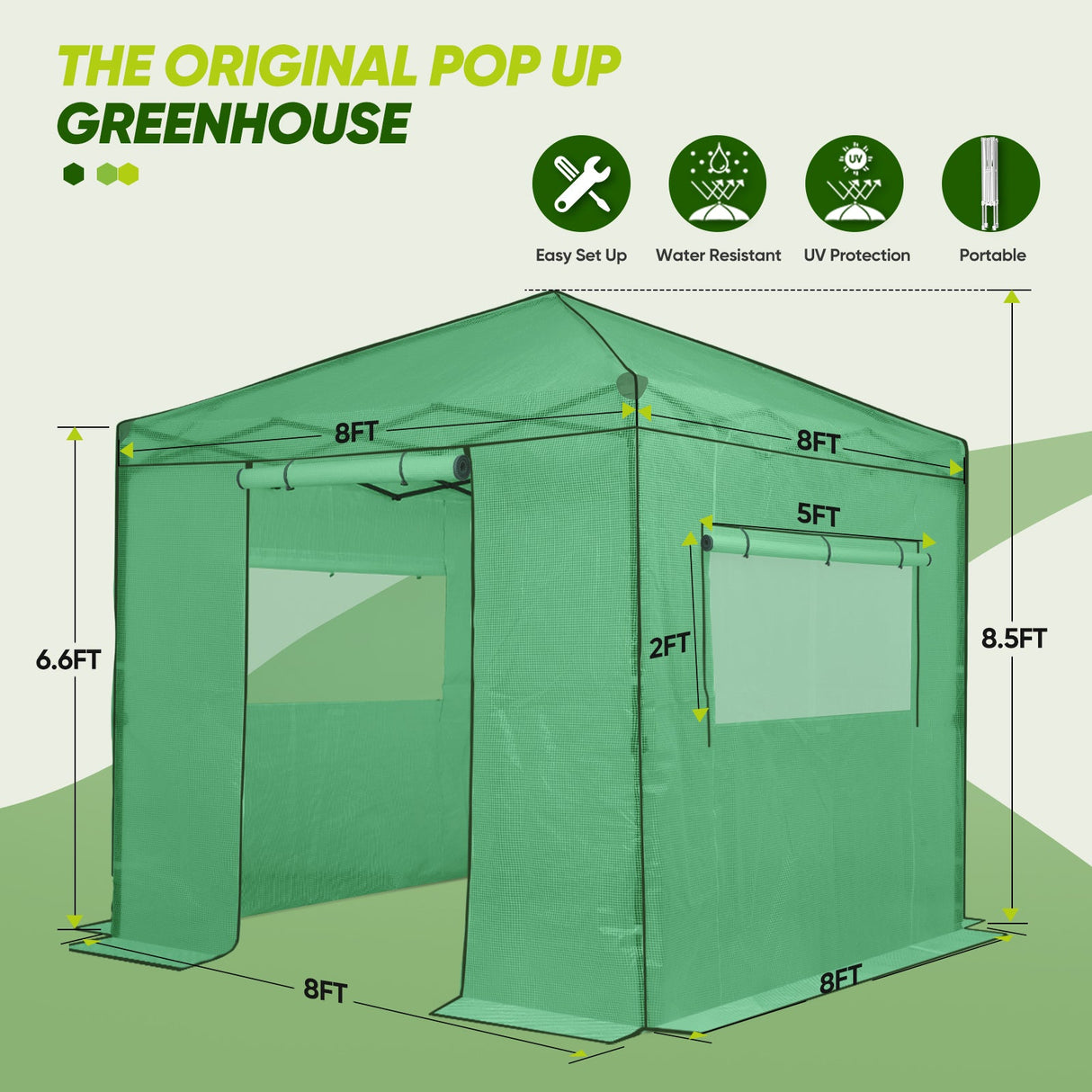 8x8 Portable Walk - in Greenhouse - Eagle Peak