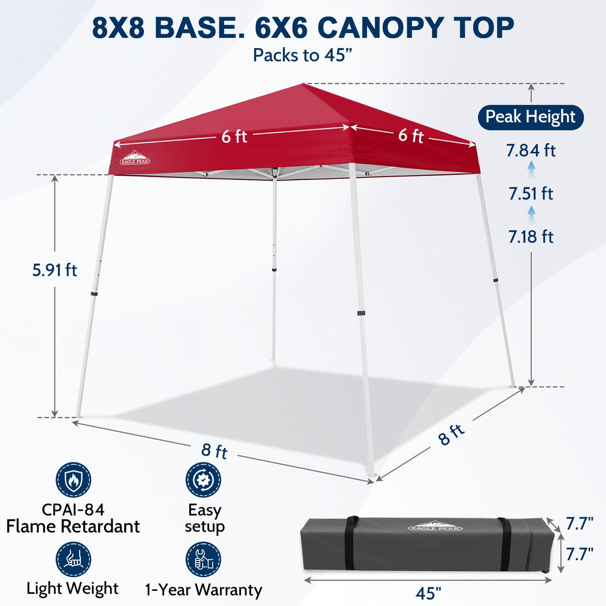8x8 Slant Leg Pop Up Canopy Tent - Eagle Peak®