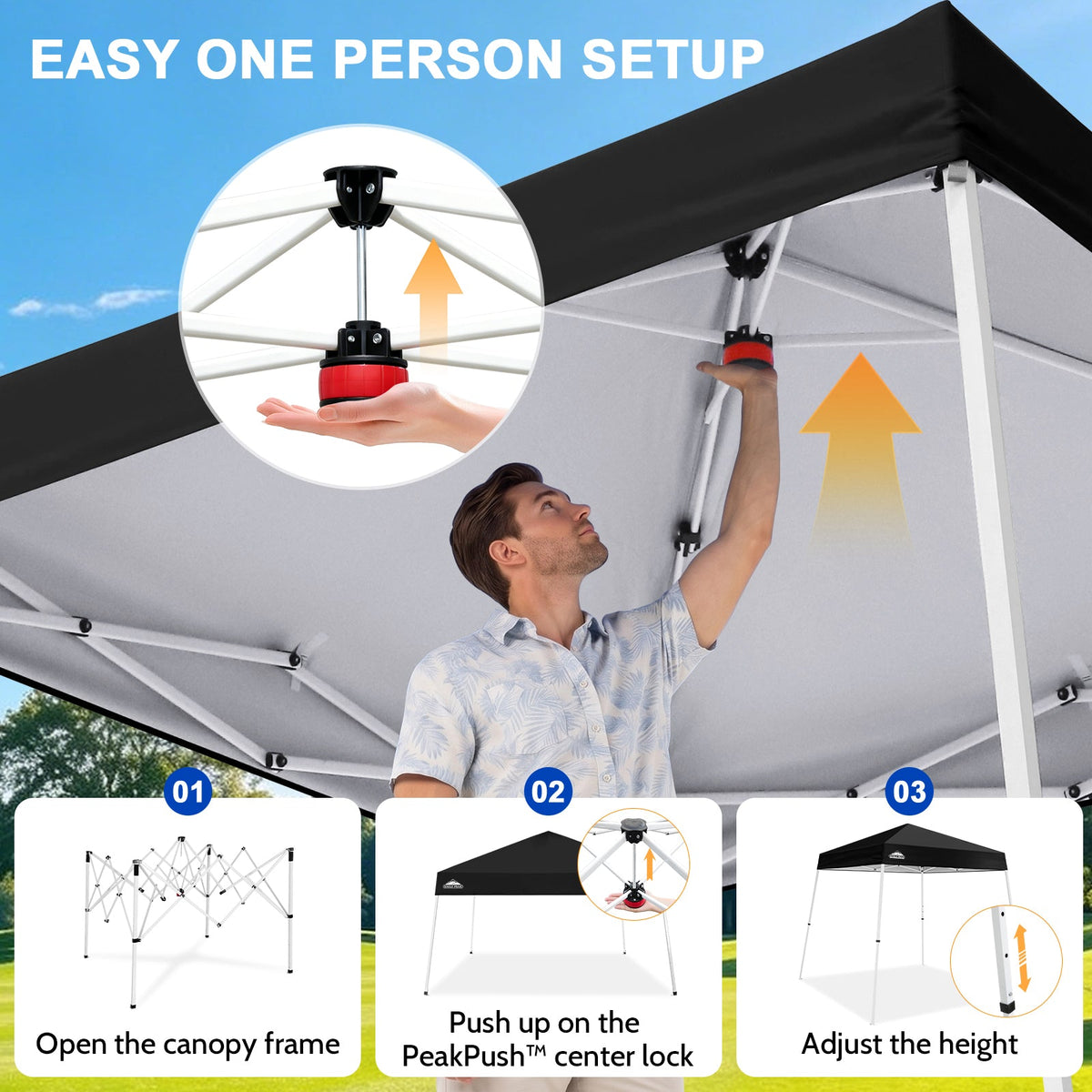8x8 Slant Leg Pop Up Canopy Tent - Eagle Peak®