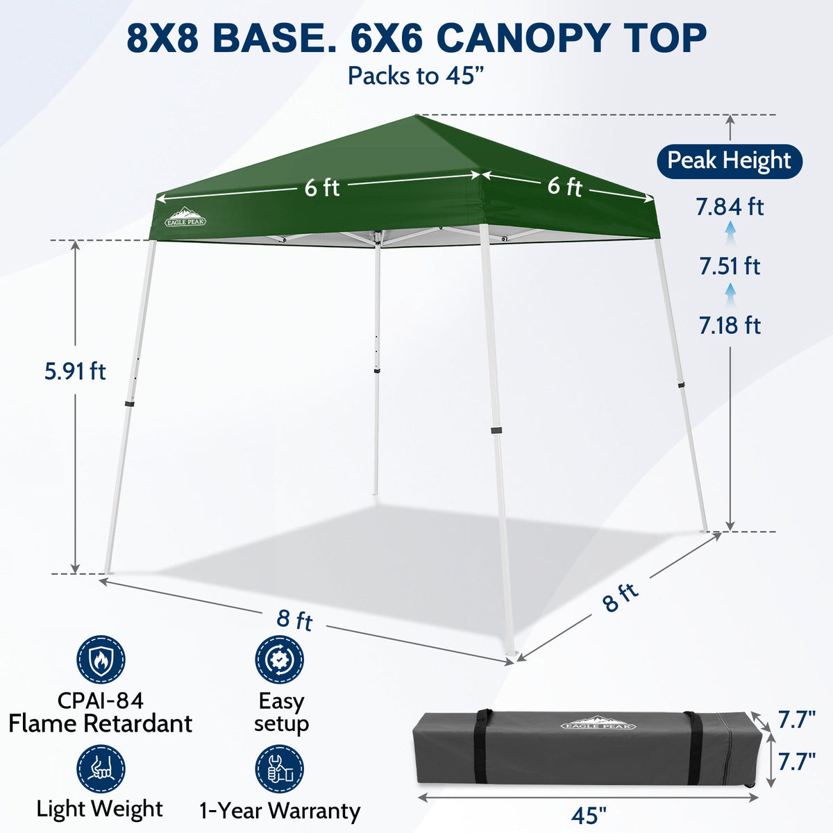 8x8 Slant Leg Pop Up Canopy Tent - Eagle Peak®