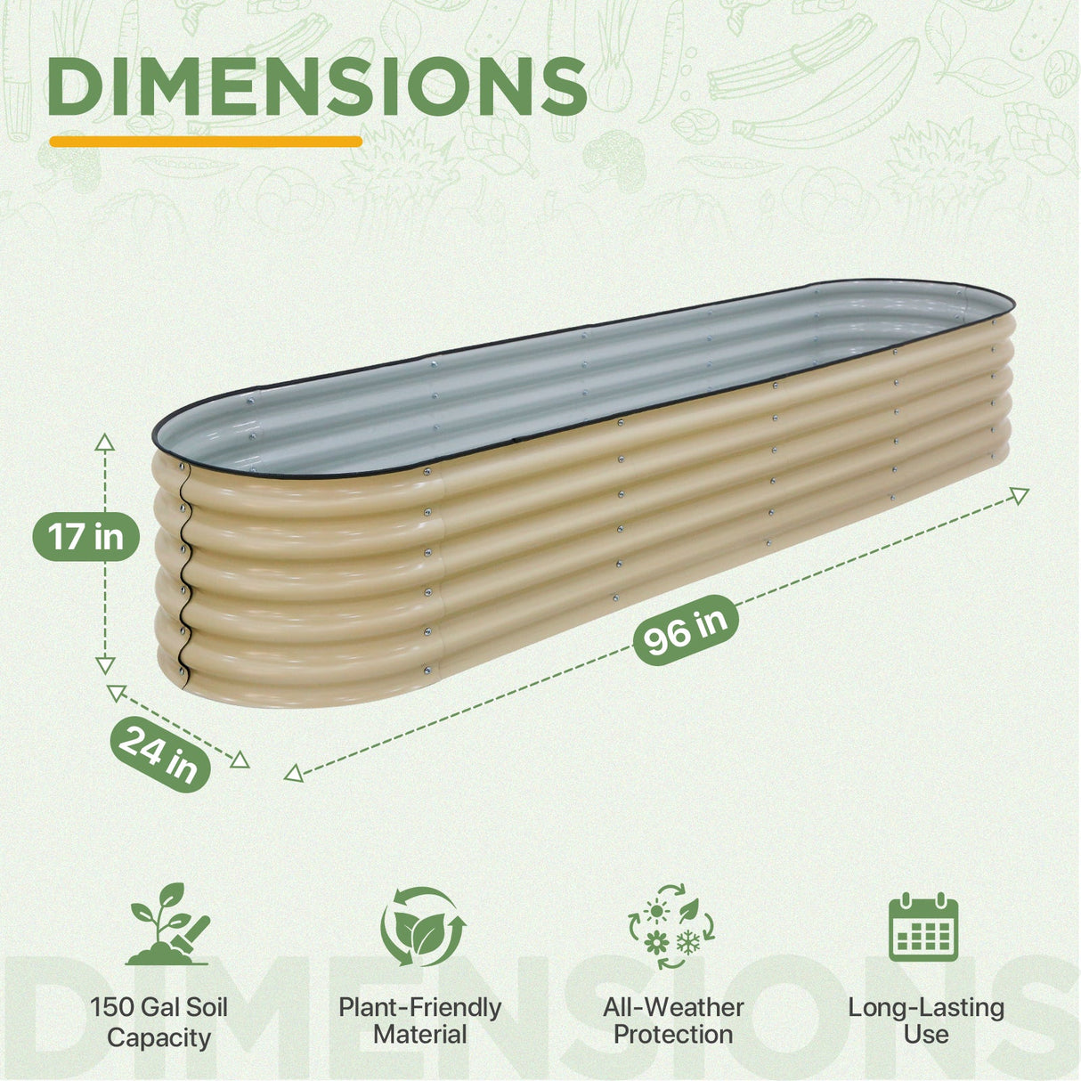 9 in 1 Modular 17in Customizable Elevated Raised Garden Bed, Olive Green - Eagle Peak®