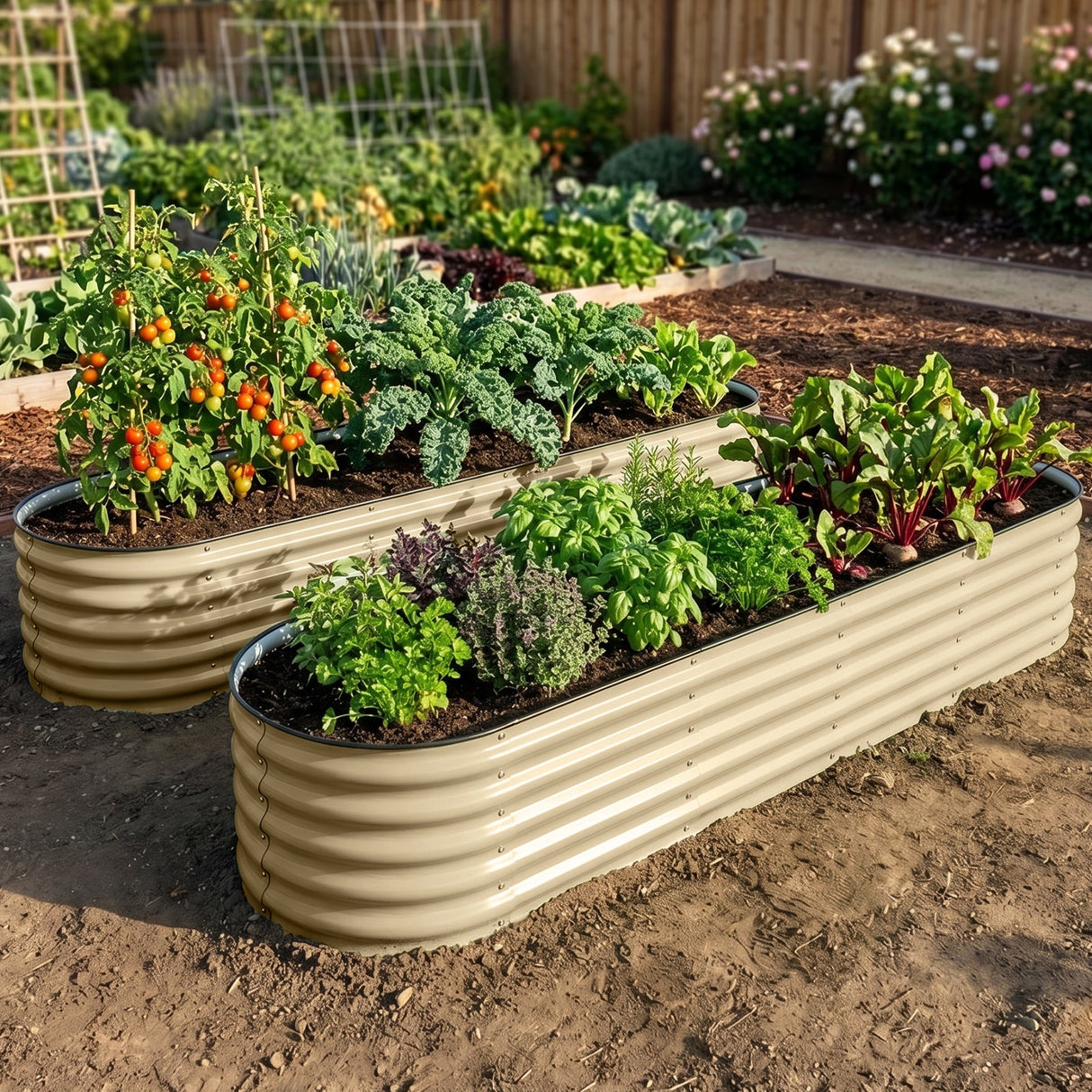 9 in 1 Modular 17in Customizable Elevated Raised Garden Bed, Olive Green - Eagle Peak®