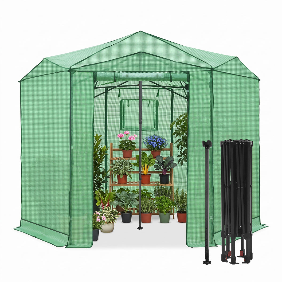 6.6x6.6/8.5x8.5 Easy Setup Pop Up Greenhouse, Hexagon
